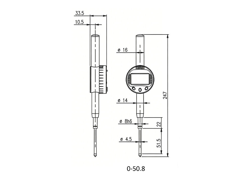 0-50.8mm/0-2" Portable High-Precision Digital Indicator Range Electronic Dial with Output for on-Site Measurement & QA Audits